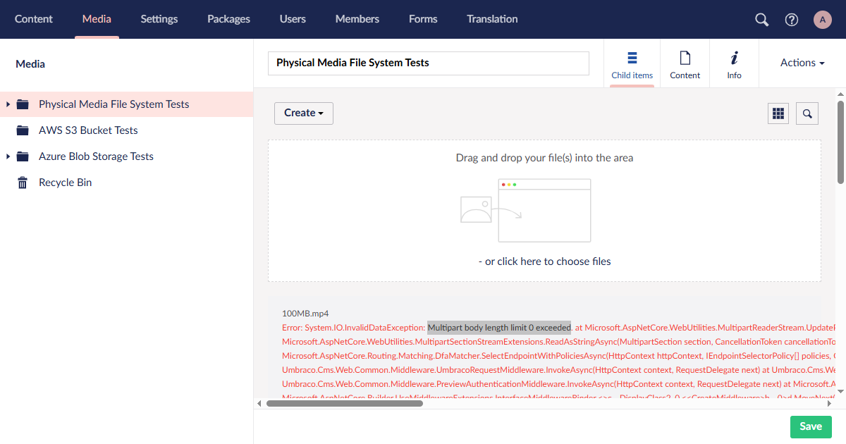 Multipart body length limit 0 exceeded