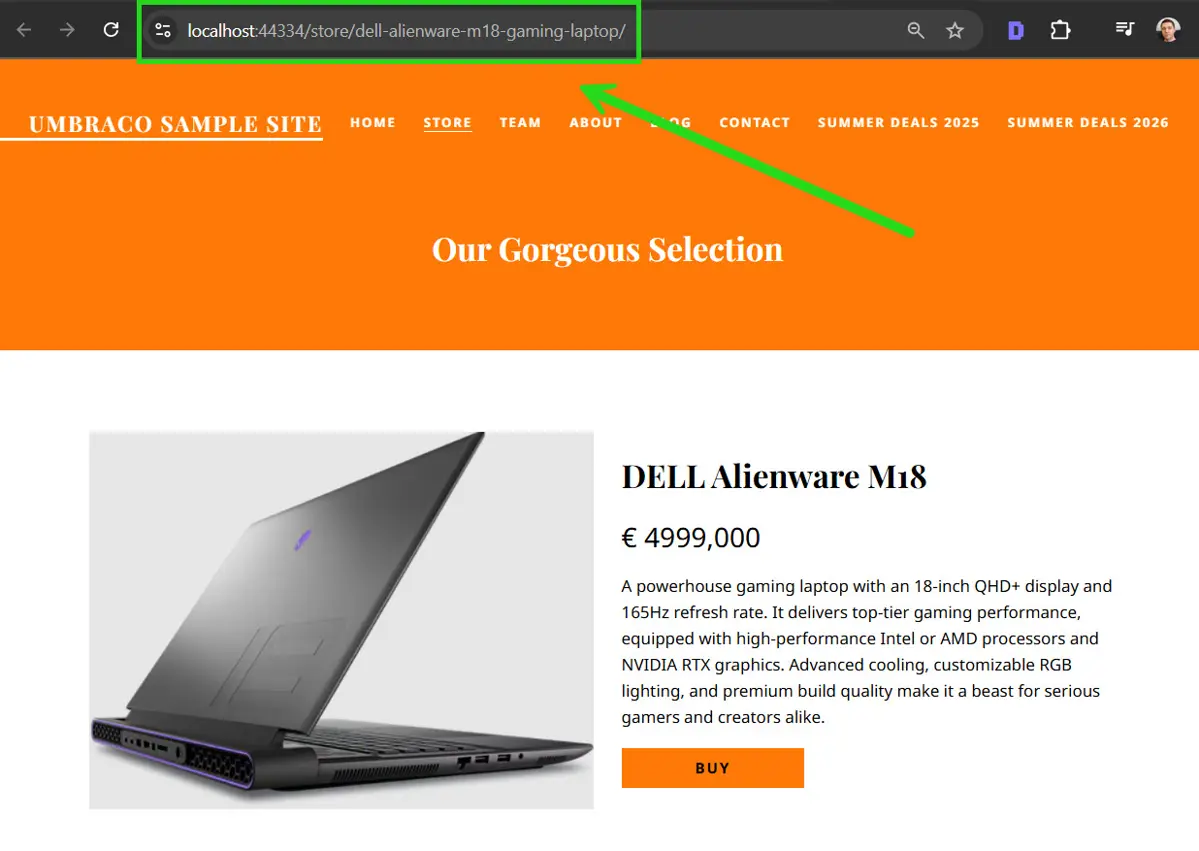 New SEO friendly page URL is /store/dell-alienware-m18-gaming-laptop/