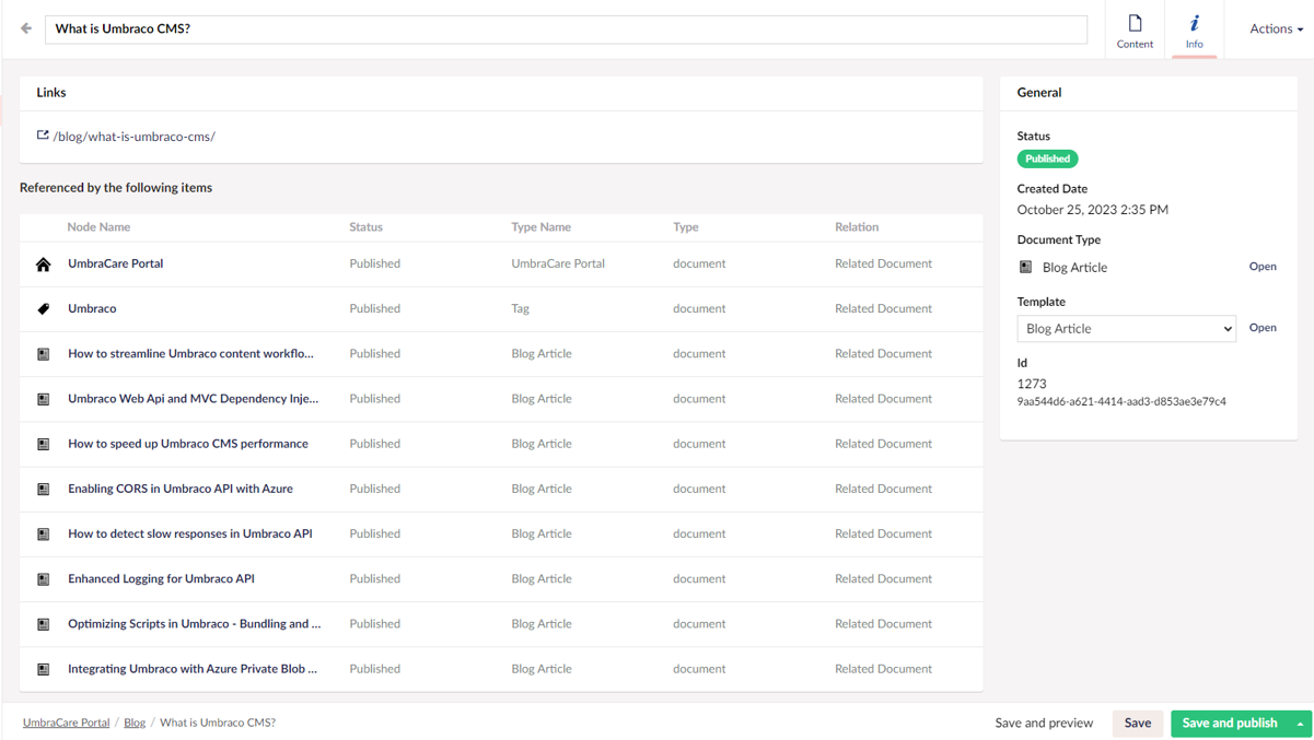 The CreateDate property of node in Umbraco backoffice