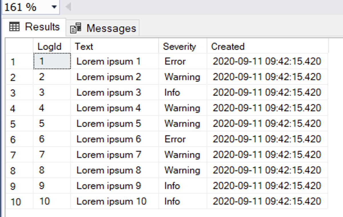 Slect query from logs table