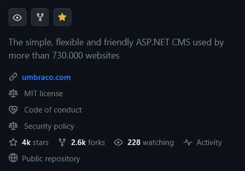 Umbraco Project repository on GitHub