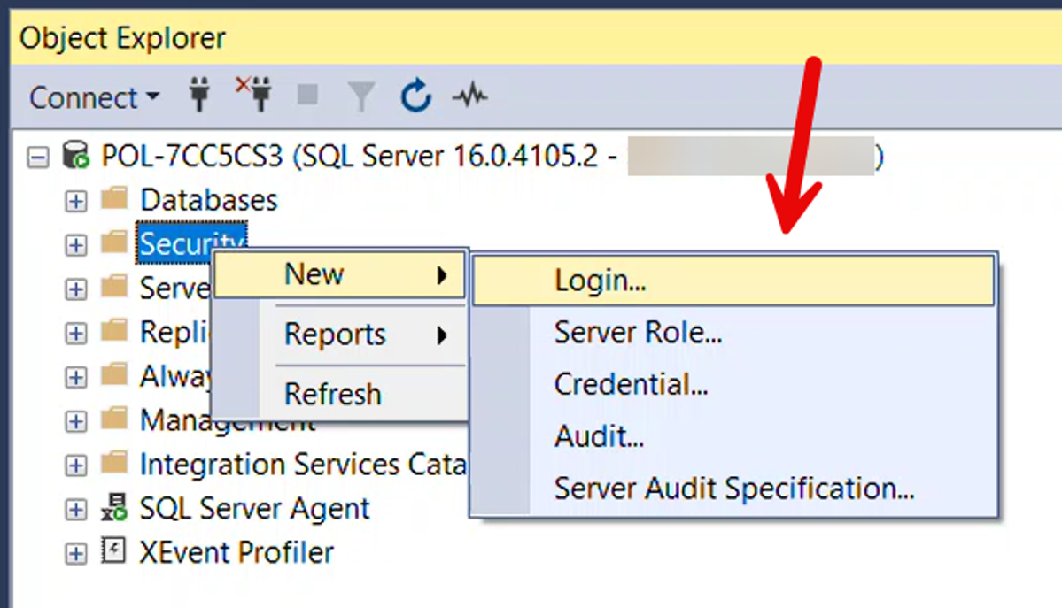 New Login Sql Server Management Studio