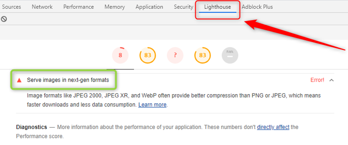 Measuring website optimization with Google Lighthouse