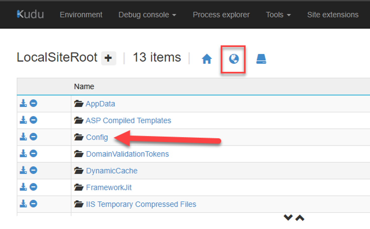 Kudu Azure App Config