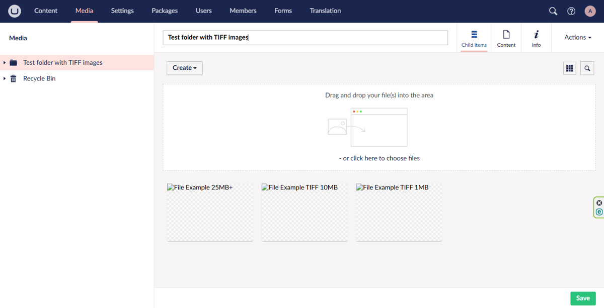 Test folder with TIFF images