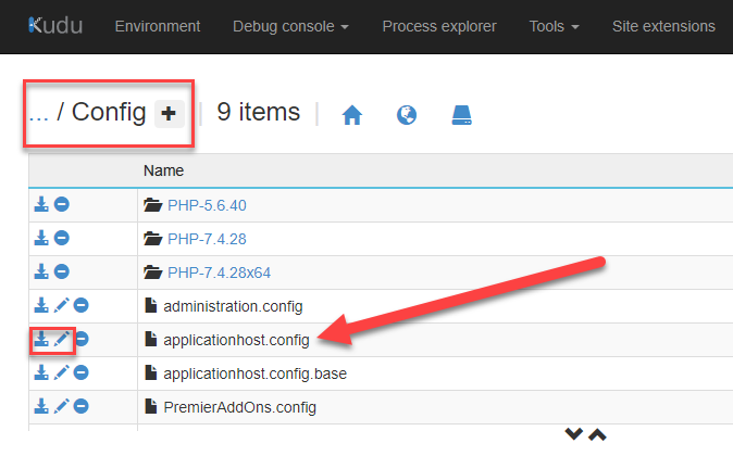 Azure Kudu ApplicationHost Config